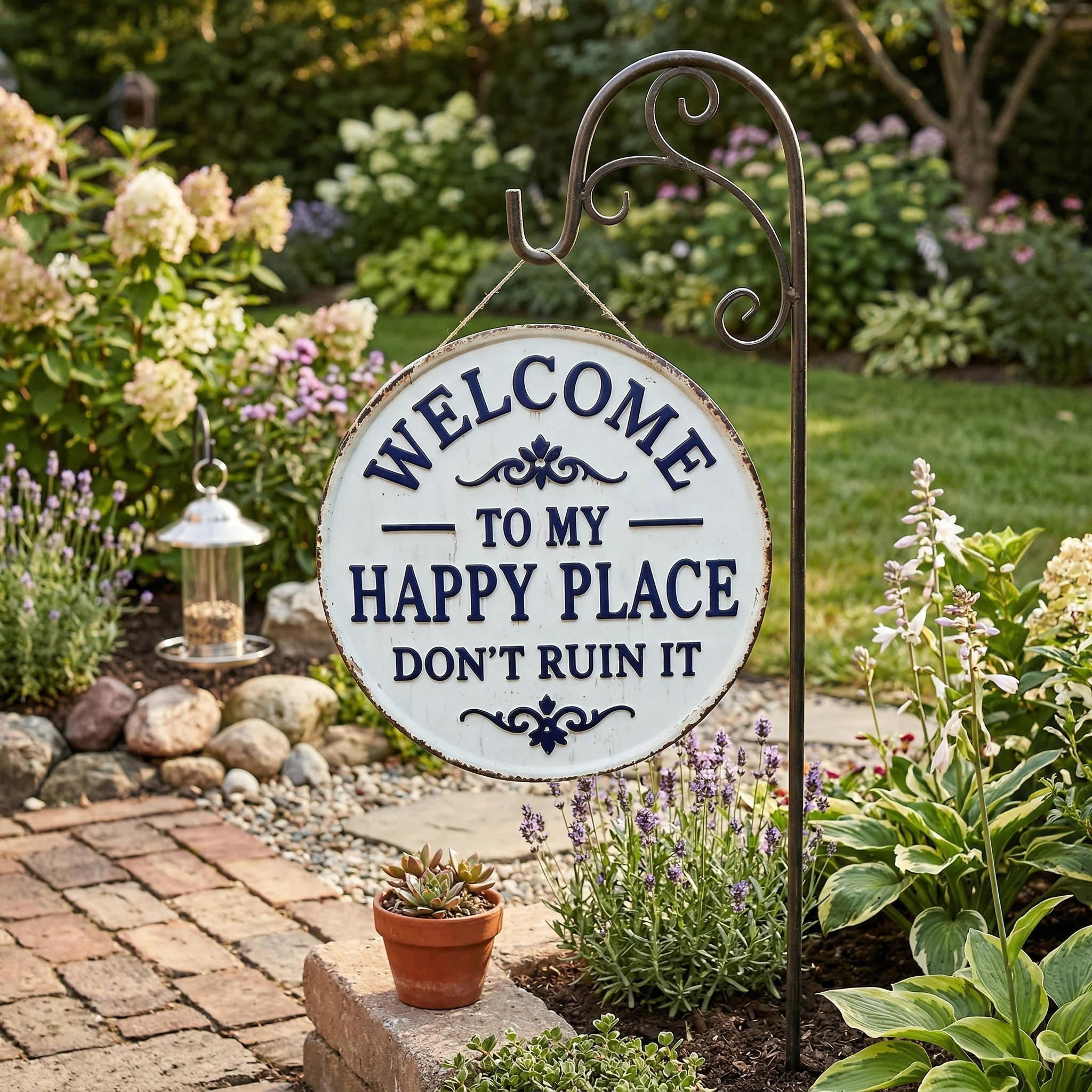🏡Final Hours Flash Sale $9.74!!⏰Vintage Round Metal Sign – “Welcome to My Happy Place Don’t Ruin It” Garden Wall Decor - Image 7