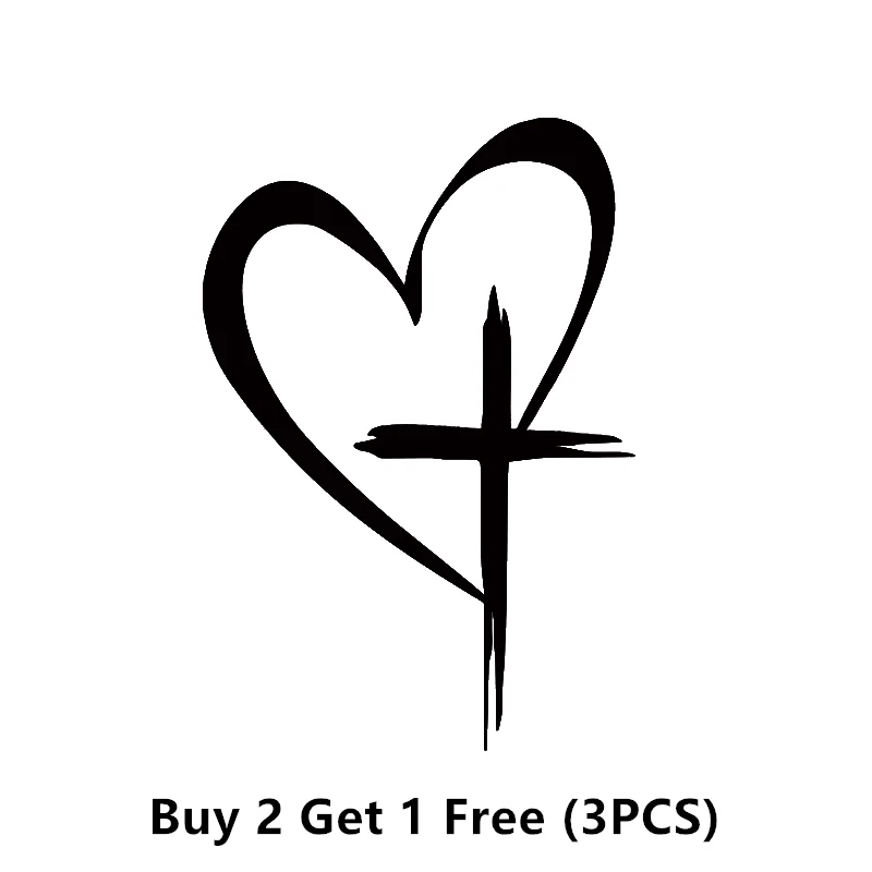 Glitter Heart Cross Car Decal Sticker - Image 29