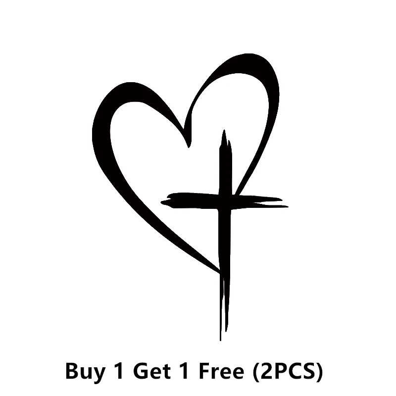 Glitter Heart Cross Car Decal Sticker - Image 30