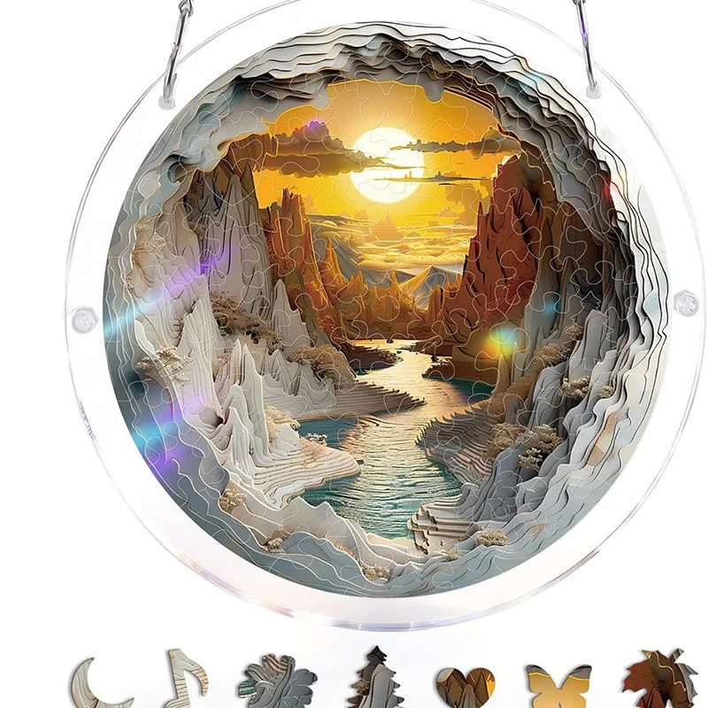 Acrylic Sunset & Sea Jigsaw Puzzle Window Hanging - Image 4