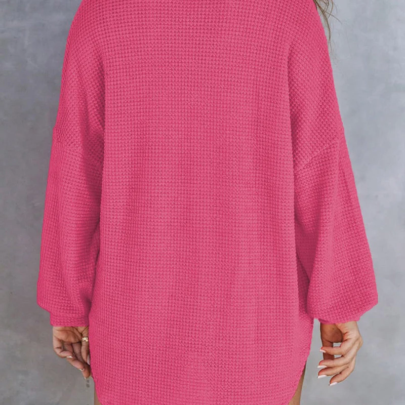 🌸Early Fall Specials 58% OFF🌸Women’s Loose Solid Color Waffle Knit Shirt - Image 3