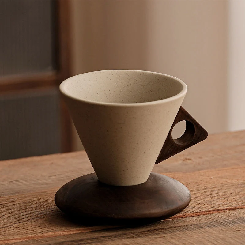 Vintage Coffee Mug with Wooden Handle & Saucer - Image 11