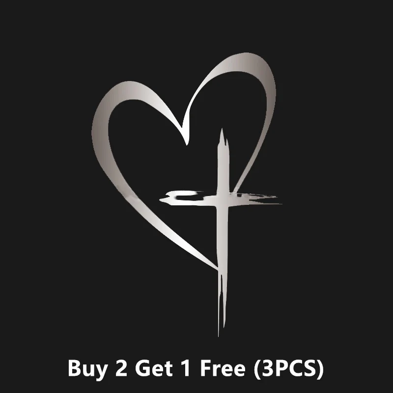 Glitter Heart Cross Car Decal Sticker - Image 18
