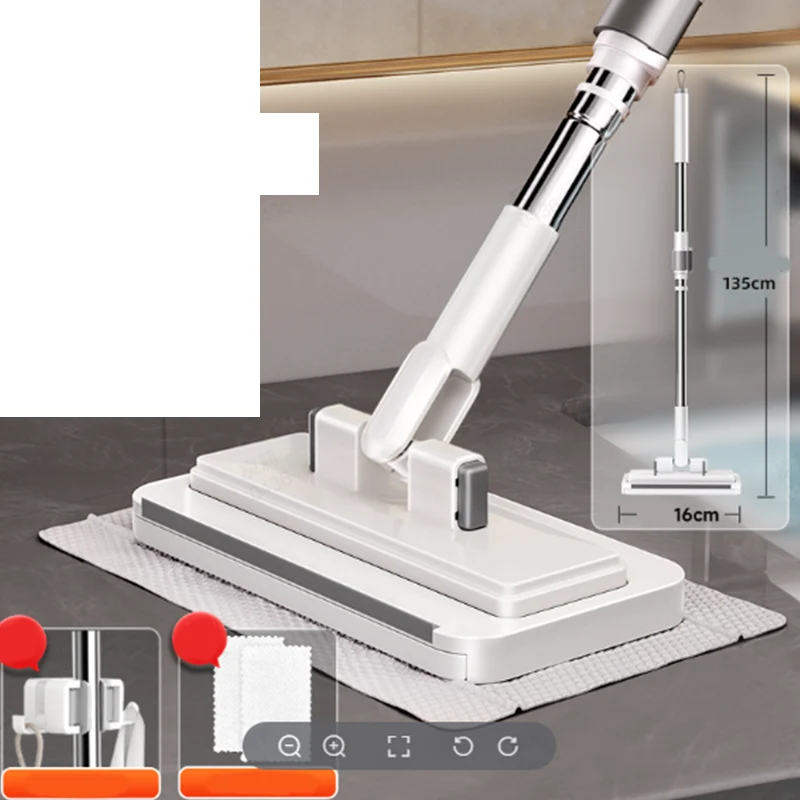 Hands-Free Flat Mop with Universal Cloth Clamp - სურათი 12