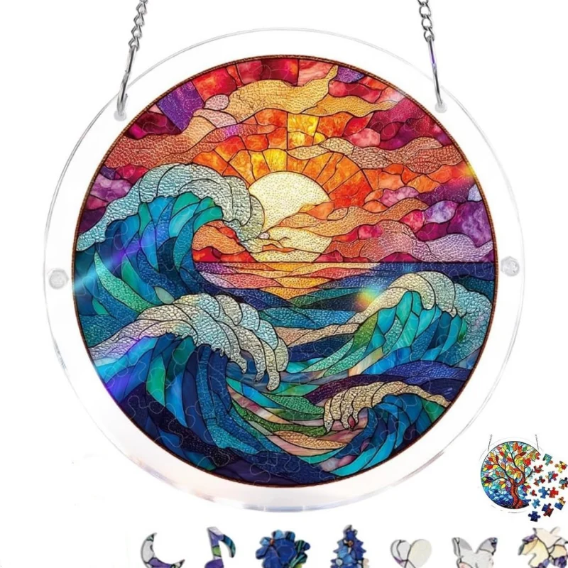 Acrylic Sunset & Sea Jigsaw Puzzle Window Hanging - Image 25