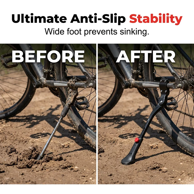Universal Adjustable Aluminum Alloy Bicycle Side Kickstand - Image 3