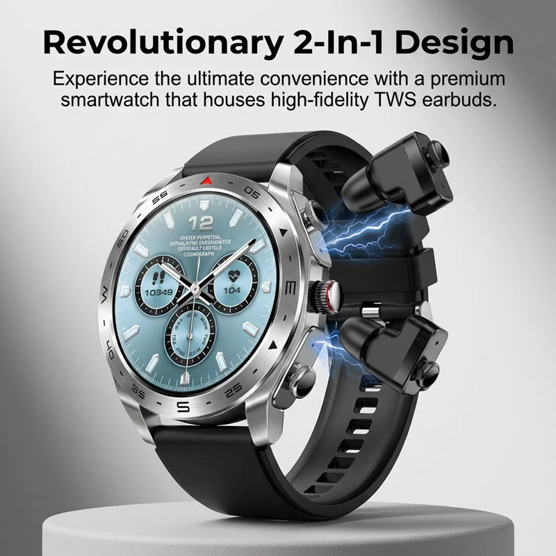2-in-1 Smartwatch with Built-in TWS Earbuds - Image 2