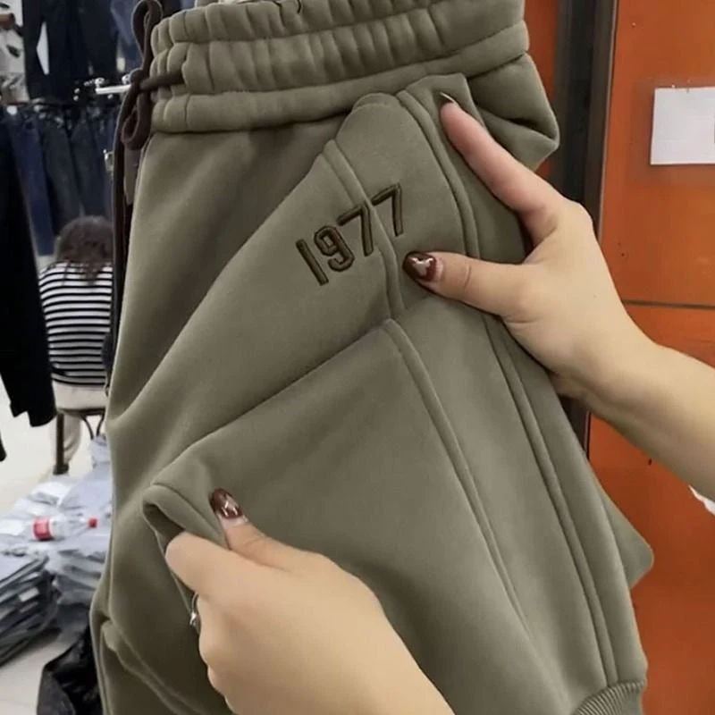 Women's Warm Drawstring Elastic Joggers with Pockets - Image 9