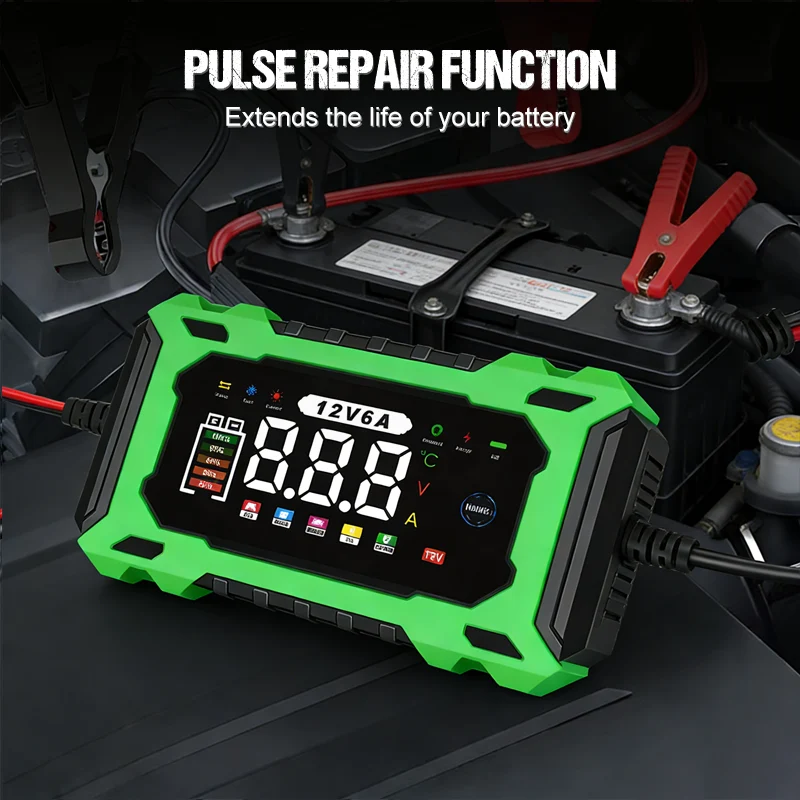12V 6A Smart Car Battery Charger with Pulse Repair - Image 2