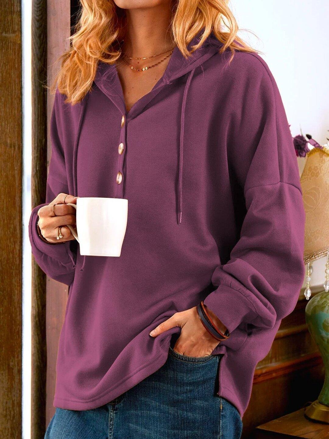 ✨LONG SLEEVE BUTTONED SWEATSHIRT