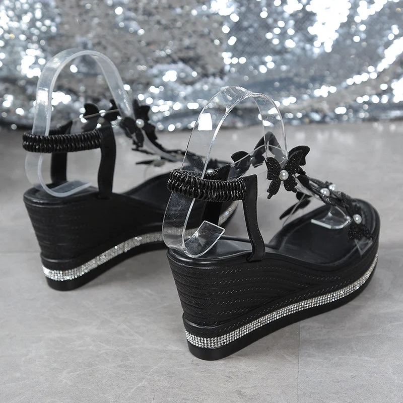 Glitter Butterfly Embellished Open Toe Sandals - Image 10