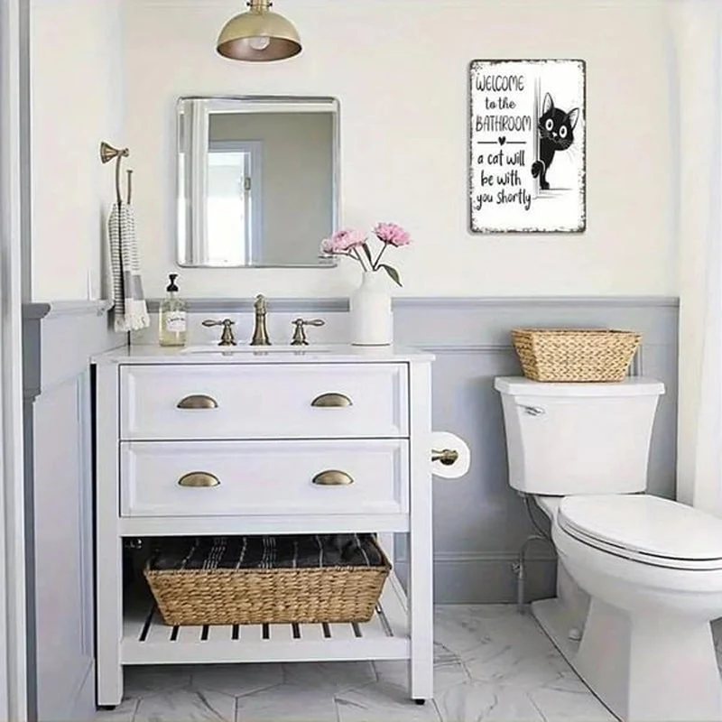 Cute Cat Bathroom Decor Sign - Image 6