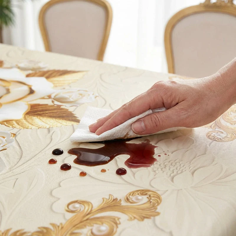 Waterproof Gold Rose Tablecloth - Image 6
