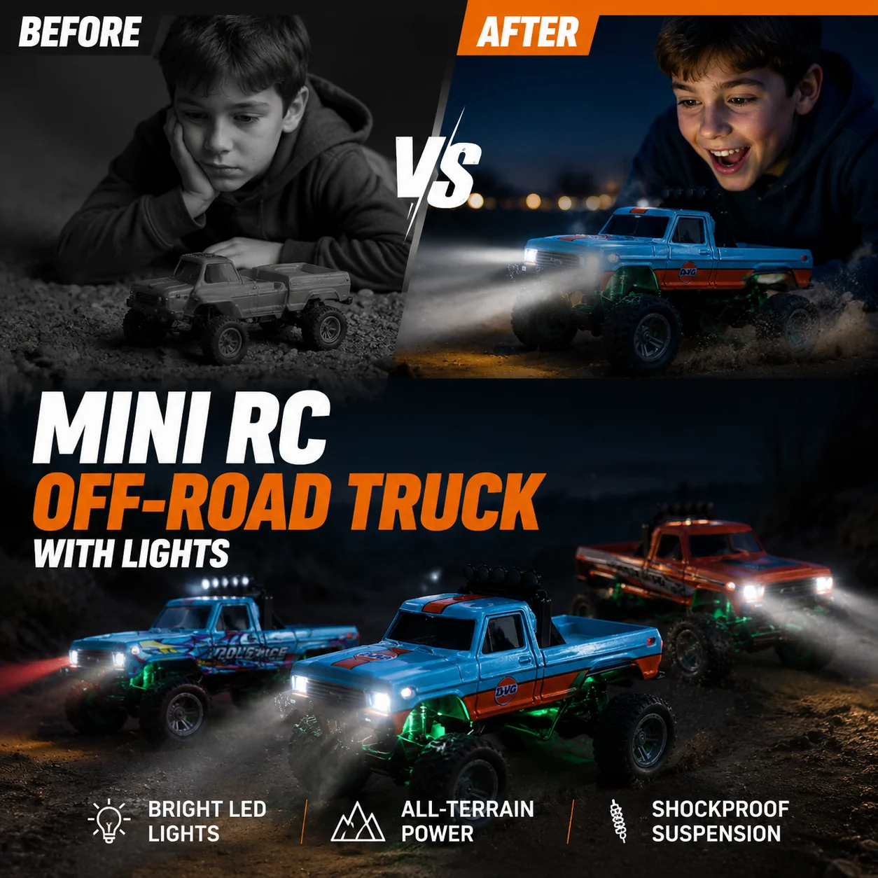 ๐HOT SALE 50% OFF! ๐๏ธ Mini RC Off-Road Truck with Lights - Image 3