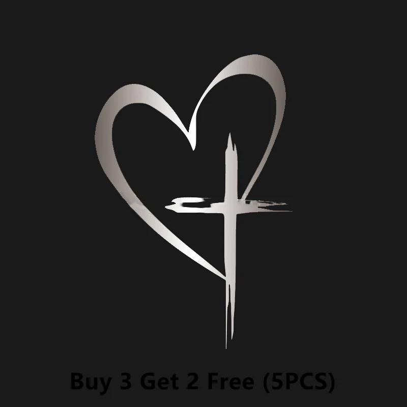Glitter Heart Cross Car Decal Sticker - Image 16