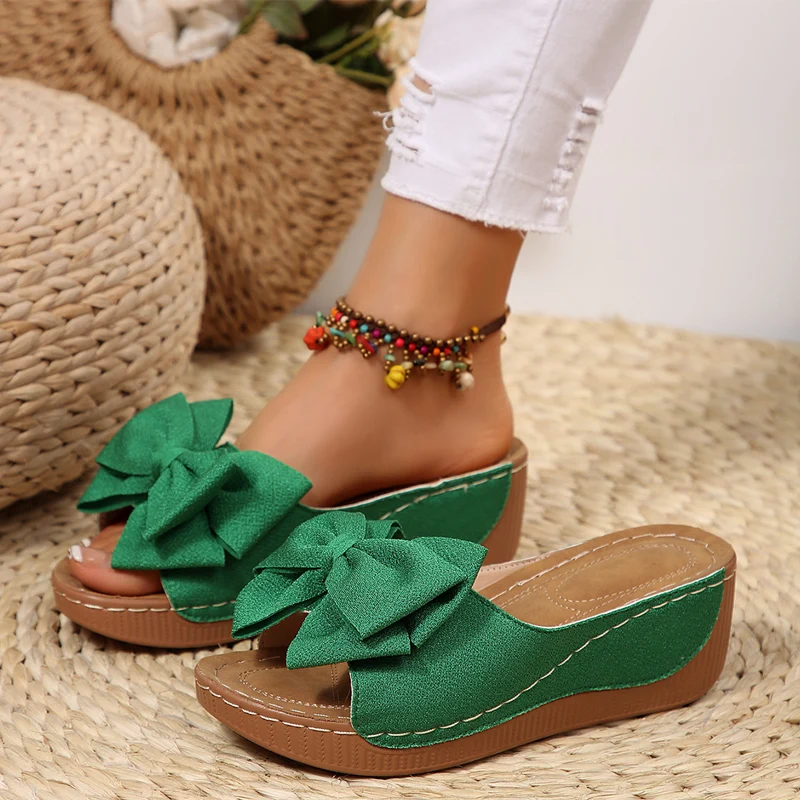 ⏳Time-Limited Special⏰Women's Bowknot Peep-Toe Wedge Sandals - Image 10