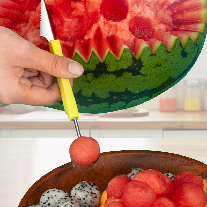 🍉3-in-1 Stainless Steel Melon Baller Scoop Tool Kit - Image 2