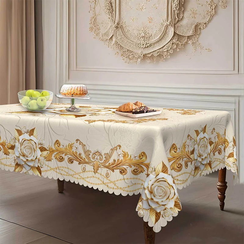 Waterproof Gold Rose Tablecloth - Image 11