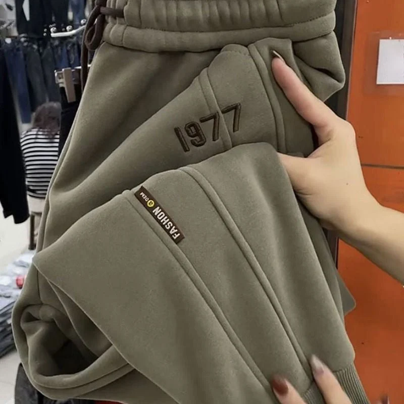 Women's Warm Drawstring Elastic Joggers with Pockets - Image 3