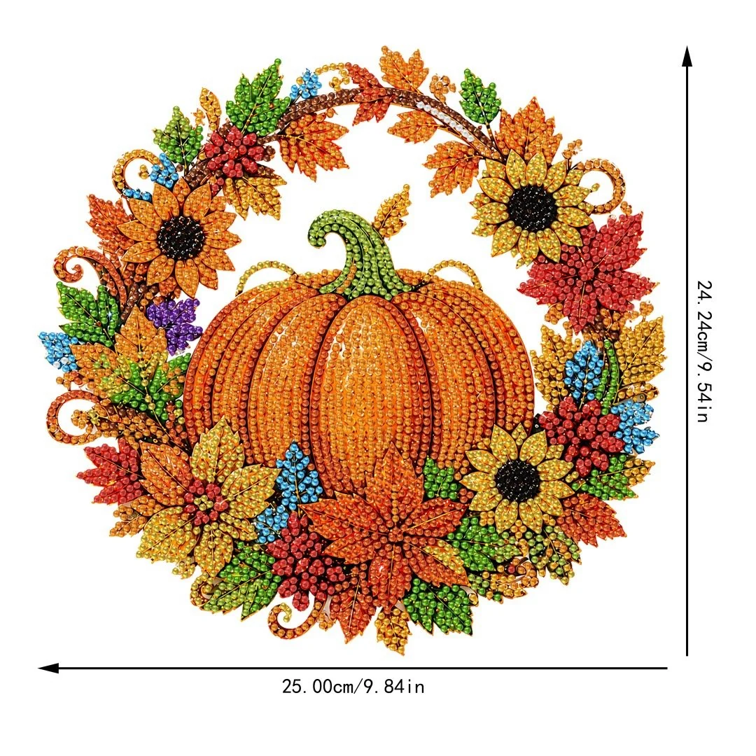 🍂 Autumnal Pumpkin Diamond-Pattern Wreath to Hang – Complete DIY Kit - Image 2