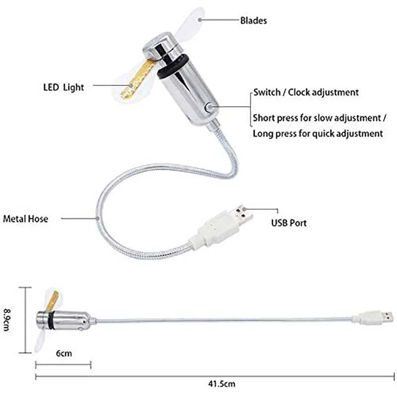 š„2026 Hot Sale 50% OFFš„USB Fan with LED Clock Lighting - Image 9