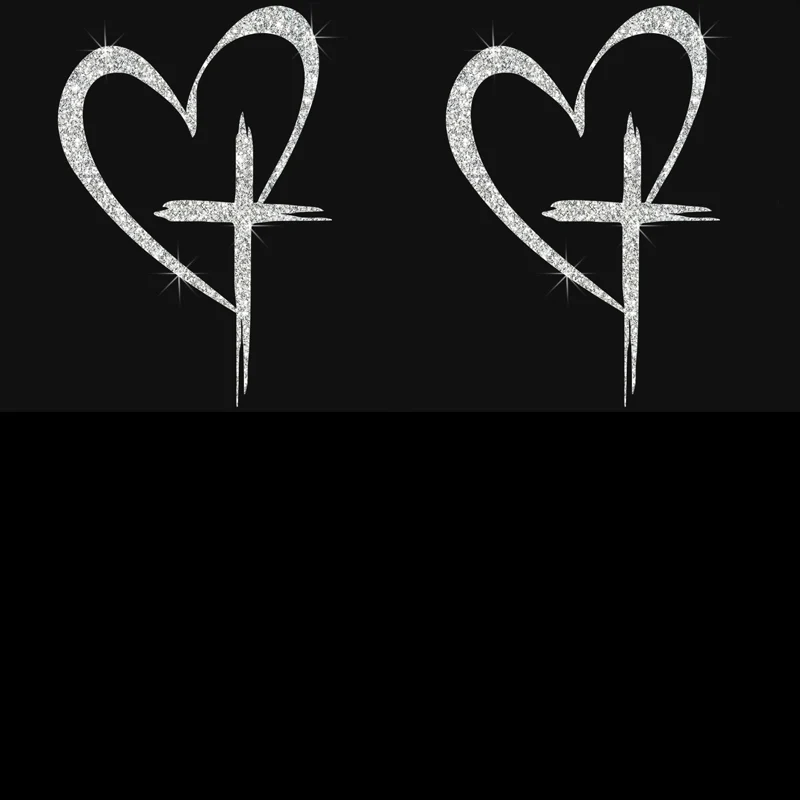 Glitter Heart Cross Car Decal Sticker - Image 10