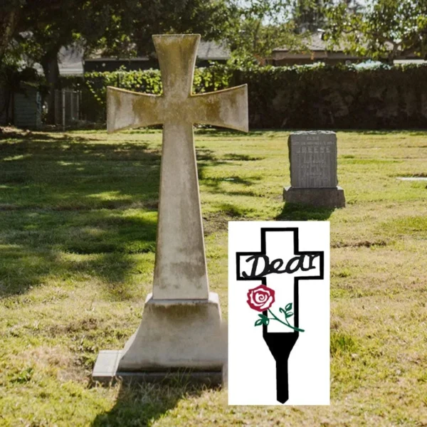 💖🎁Metal Cross Stake Insert Plaque for Cemetery Memorials