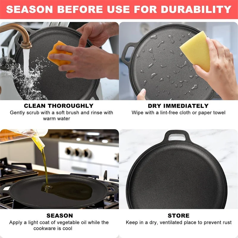 Non-Stick Cast Iron Griddle Pan with Handles - Image 5