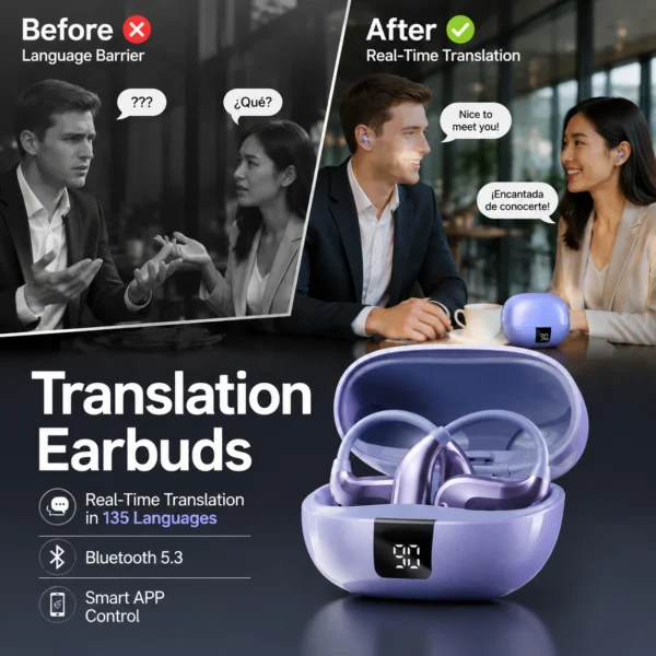 📢📢 50 %  OFF !! ✨Translation Earbuds, Supports Real-Time Translation in 135 Languages With APP, Bluetooth 5.3 Earphones