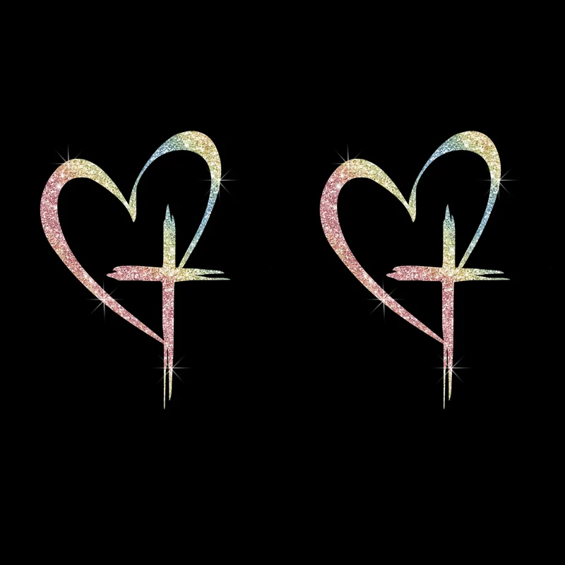 Glitter Heart Cross Car Decal Sticker - Image 13