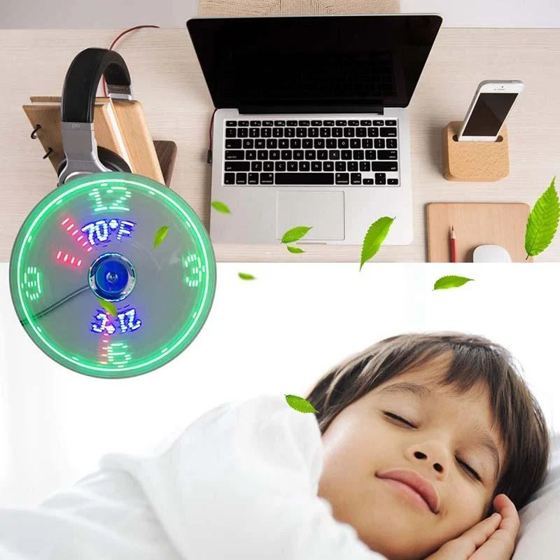 š„2026 Hot Sale 50% OFFš„USB Fan with LED Clock Lighting