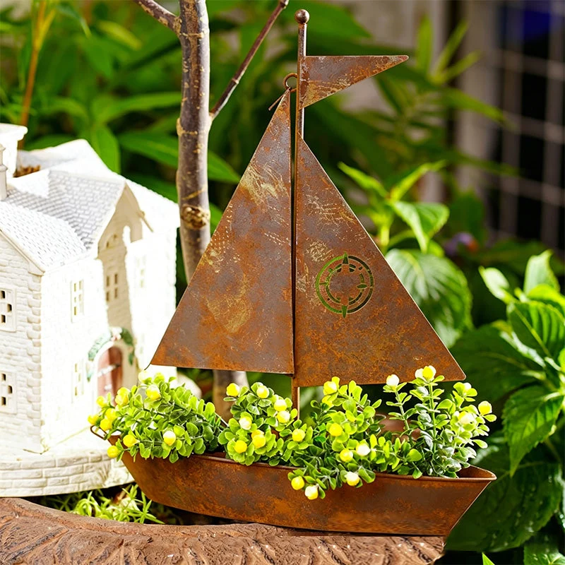 ⛵ 50% OFF NOW! 🌱 Rustic Sailboat Metal Planter – Handcrafted, weather-resistant & perfect for succulents, herbs or flowers – charming garden or shelf decor 🏡 - Image 3