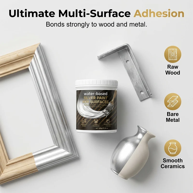 Water-Based Silver Paint for Metal & Wood - Image 10
