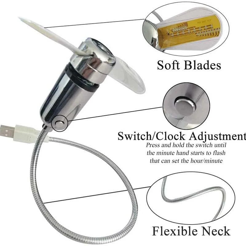 š„2026 Hot Sale 50% OFFš„USB Fan with LED Clock Lighting - Image 5