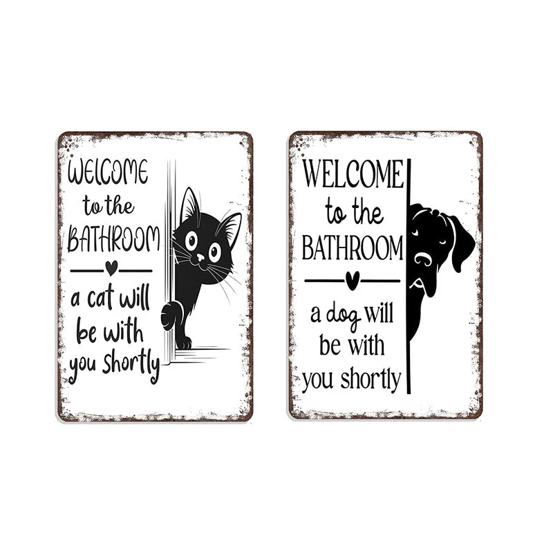 Cute Cat Bathroom Decor Sign - Image 16