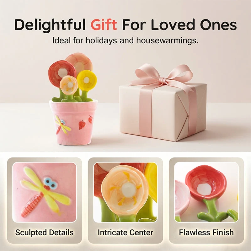 Ceramic Flower Measuring Spoon Set - Image 8