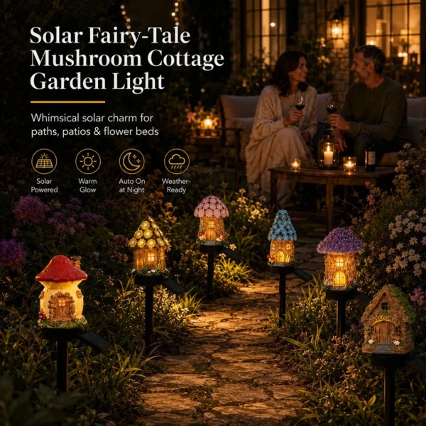 🎁2026 New Arrivals 50% OFF🌙🏡Solar Fairy-Tale Mushroom Cottage Garden Light