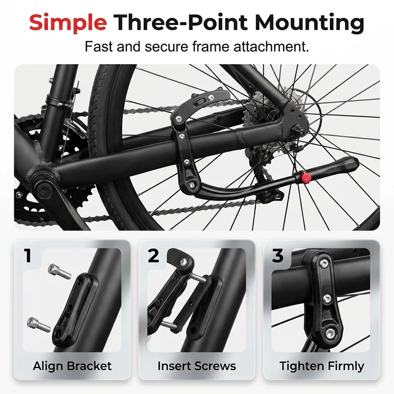 Universal Adjustable Aluminum Alloy Bicycle Side Kickstand - Image 4