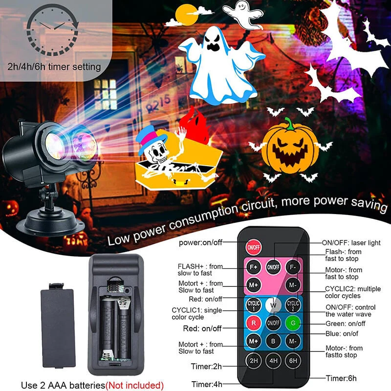 2-in-1 HD Remote Control Holiday Projector Lights - Image 2
