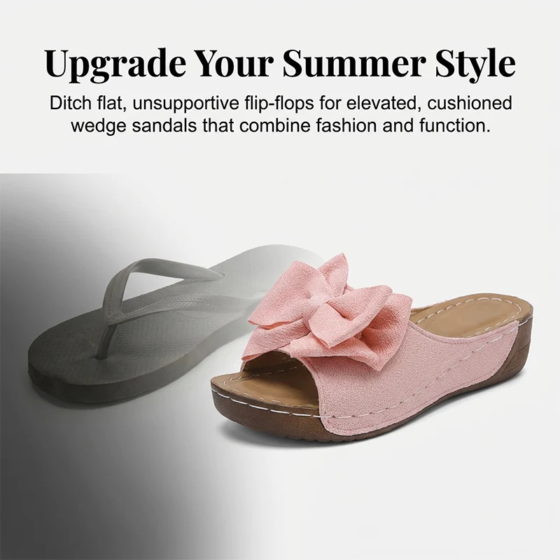 ⏳Time-Limited Special⏰Women's Bowknot Peep-Toe Wedge Sandals - Image 6