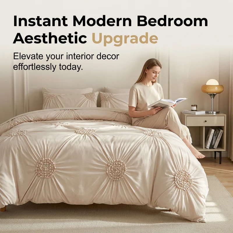 📢📢40% OFF !! ⏰Elegant Pinch Pleat Duvet Cover Set - Image 3