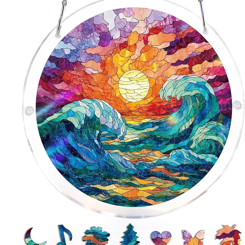 Acrylic Sunset & Sea Jigsaw Puzzle Window Hanging - Image 8
