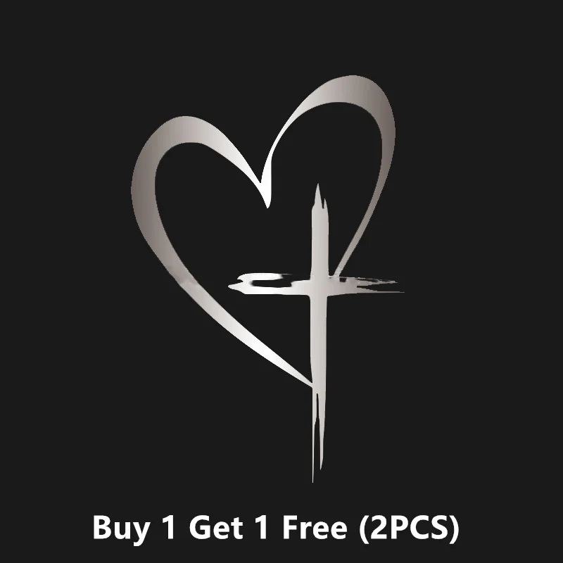 Glitter Heart Cross Car Decal Sticker - Image 17