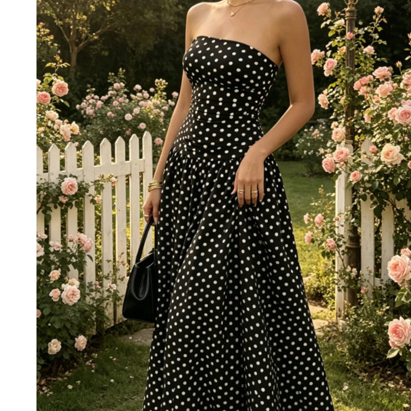 ✨ Women's Polka Dot Strapless Dress - Elegant Vacation Essential! ✨ - Image 12