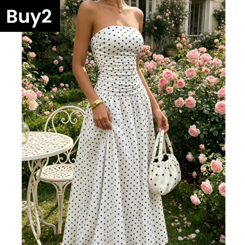 ✨ Women's Polka Dot Strapless Dress - Elegant Vacation Essential! ✨ - Image 8
